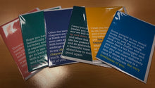 Load image into Gallery viewer, Image showing full collection of greetings cards with written messages on the front covers, six cards shown in the collection