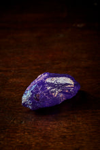 Load image into Gallery viewer, Image of a Unicorn Horn Polisher, otherwise known as quartz stones plated in different metals to provide a rainbow sheen. The Unicorn Horn Polisher in this image is blue/purple in colour.