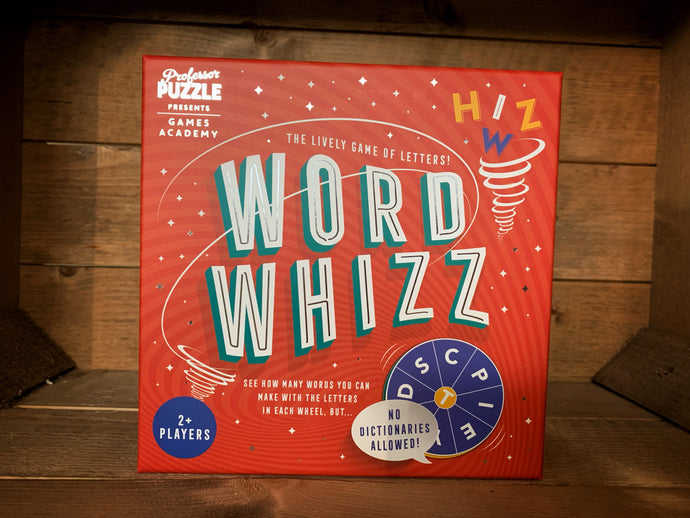Image of the puzzle Word Whizz showing the front of the box. Game for 2+ players.