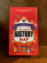 Load image into Gallery viewer, Image shows a folded map named Strumpshaw, Tingleton &amp; Giggleswick&#39;s Intrepidly Time-Travelling Great British History Map with a red background.