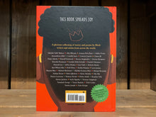 Load image into Gallery viewer, Image of the back cover of Joyful Joyful. The back has the same red background, but the illustration is the back of the boys head. the blurb and list of included artists is written in yellow and white text.