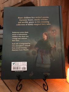Image of the back cover of hardback book Fairy Tales for Brave Children illustrated by Scott Plumbe, as sold with the Gift Box to Mull Over.