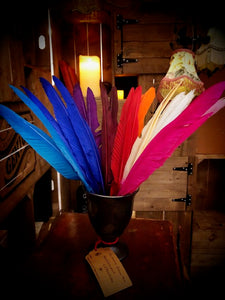 Image showing the array of colours available for Biro Quills, all pens arranged by colour in a pot