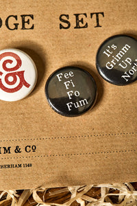 Image showing Fee Fi Fo Fum button badge on kraft card backing