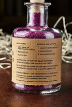 Load image into Gallery viewer, Image of the kraft label on Concentrated Concentration bath salts showing faux ingredients and side effects