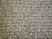 Load image into Gallery viewer, Detail of story excerpt scarf featuring text from Jane Eyre in bold black cursive font on white background.