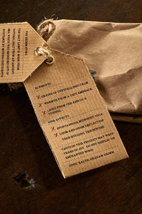 Closeup image of the Salt of Serenity label, displaying faux ingredients and side effects.