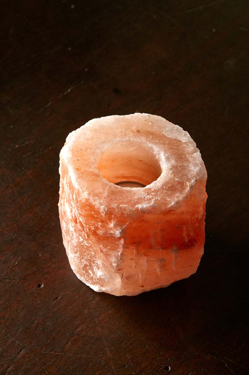 Image showing Salt of Serenity, otherwise known as a natural pink Himalayan salt candle holder.
