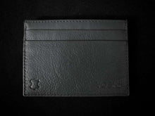 Load image into Gallery viewer, Image of the back of the blue Yoshi leather Jane Austen card holder, back is plain blue leather with two additional slip pockets for extra cards and features embossed Yoshi branding.