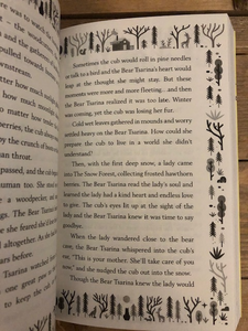 Image of a page illustration in the book The Girl Who Speaks Bear.