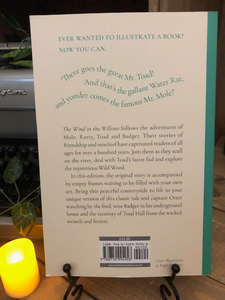 Image shows the back cover of the paperback Illustrate Your Own The Wind in the Willows book.