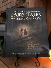 Load image into Gallery viewer, Image of the hardback book Fairy Tales for Brave Children illustrated by Scott Plumbe, as sold with the Gift Box to Mull Over