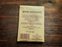 Load image into Gallery viewer, Image shows the back of a kraft paper pouch of Spiced Apple Juice spices. The back has the ingredients and instructions for use.