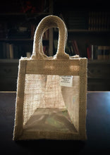 Load image into Gallery viewer, Image of a single window jute gift bag with jute handles,.